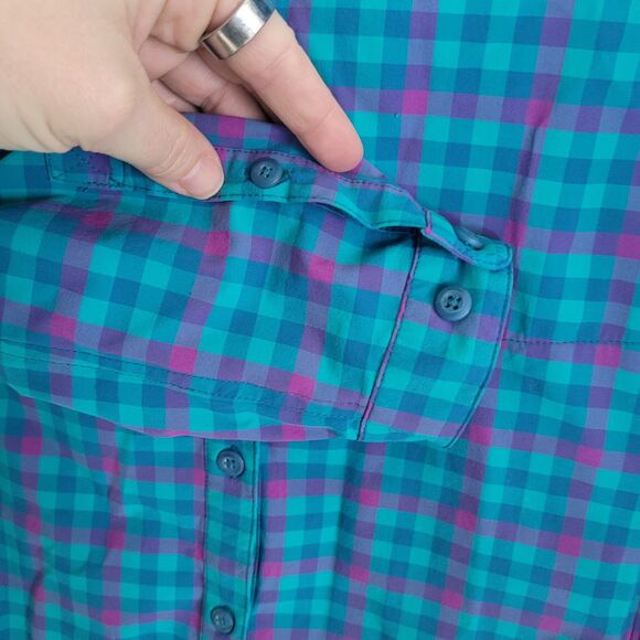 Duluth Trading Co Plaid Vented Tunic Button Front Shirt Women's Medium Gorpcore - Picture 5 of 10